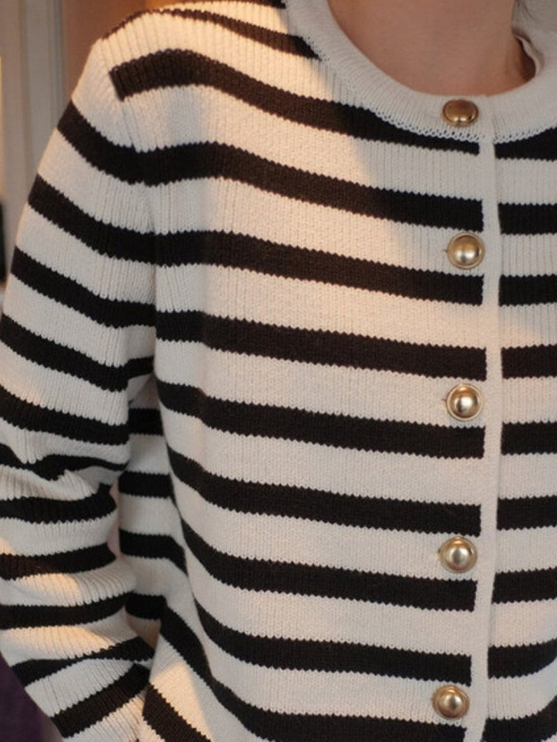 FRENCH STRIPE KNIT CARDIGAN