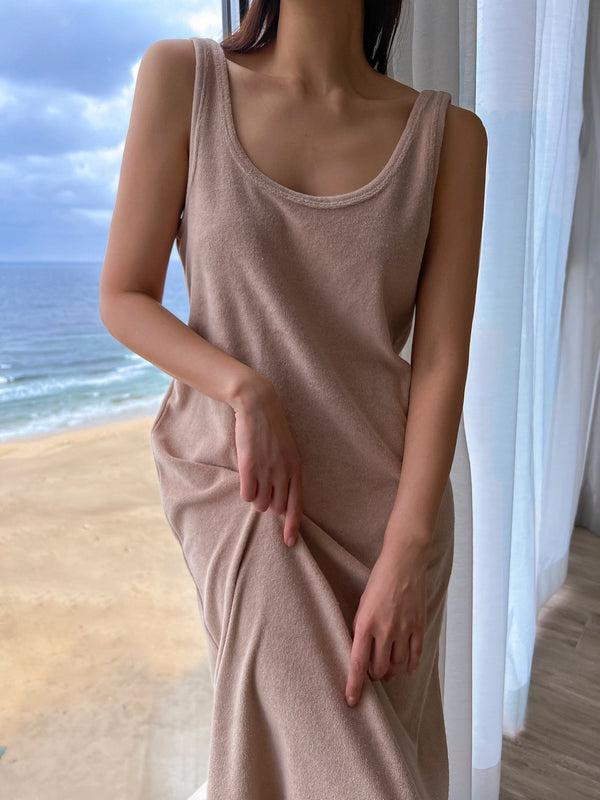 FRENCH TERRY BACKLESS SLEEVELESS DRESS