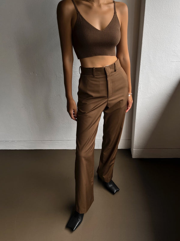 GABARDINE CROPPED TAILORED TROUSERS
