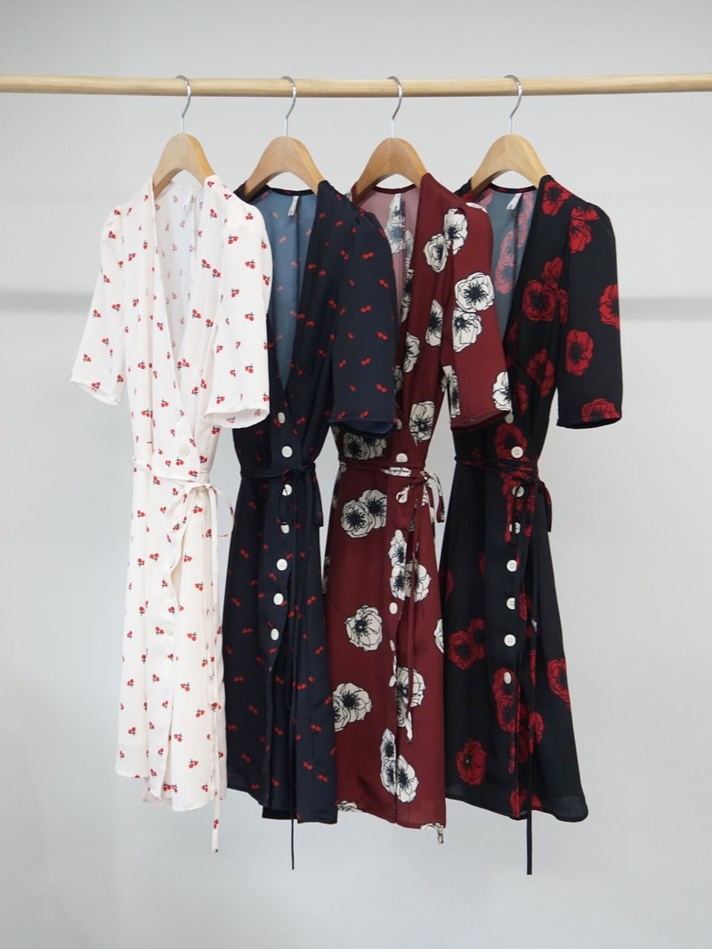 SHORT SLEEVE GAVIN WRAP DRESS