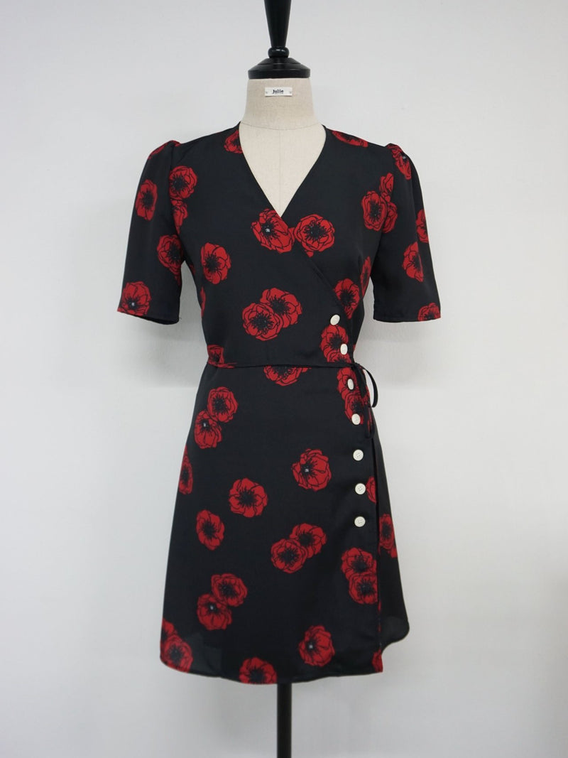 SHORT SLEEVE GAVIN WRAP DRESS