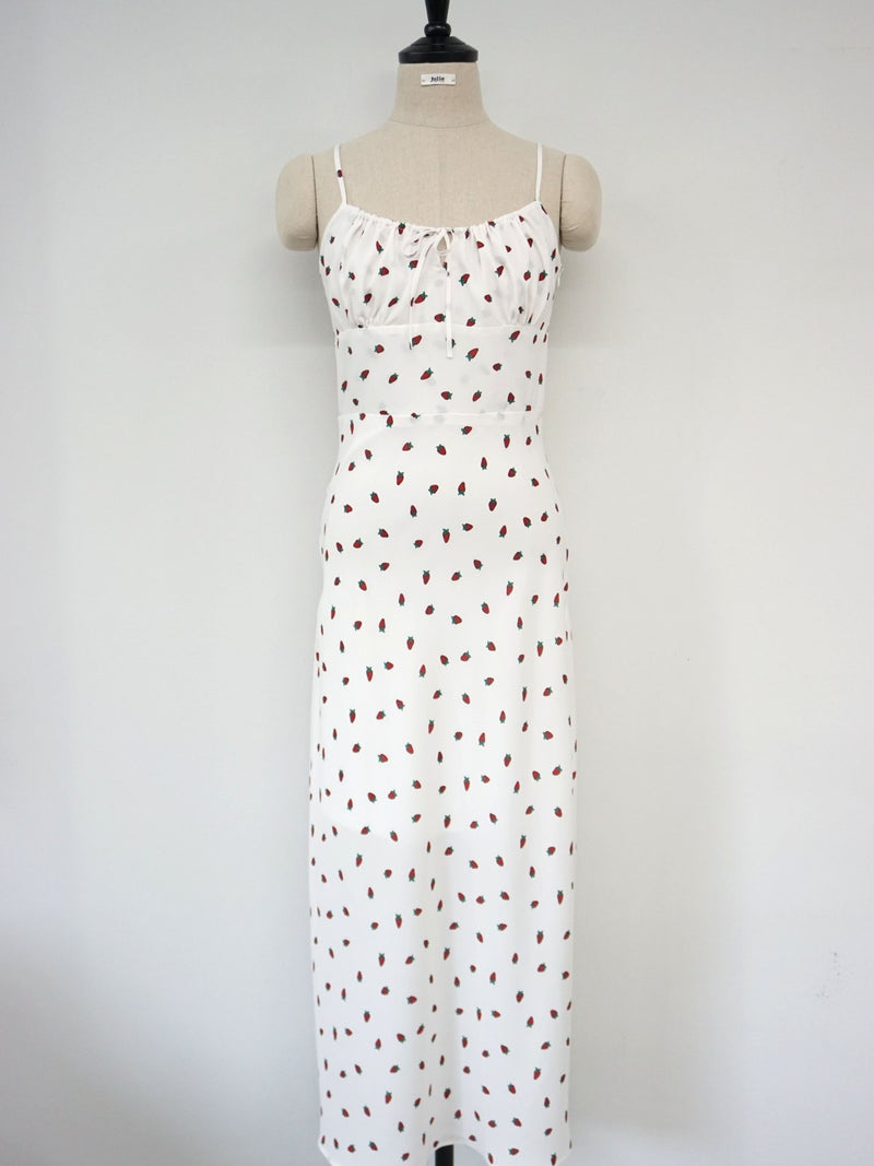 GATHERED BUST SHOESTRING STRAP DRESS