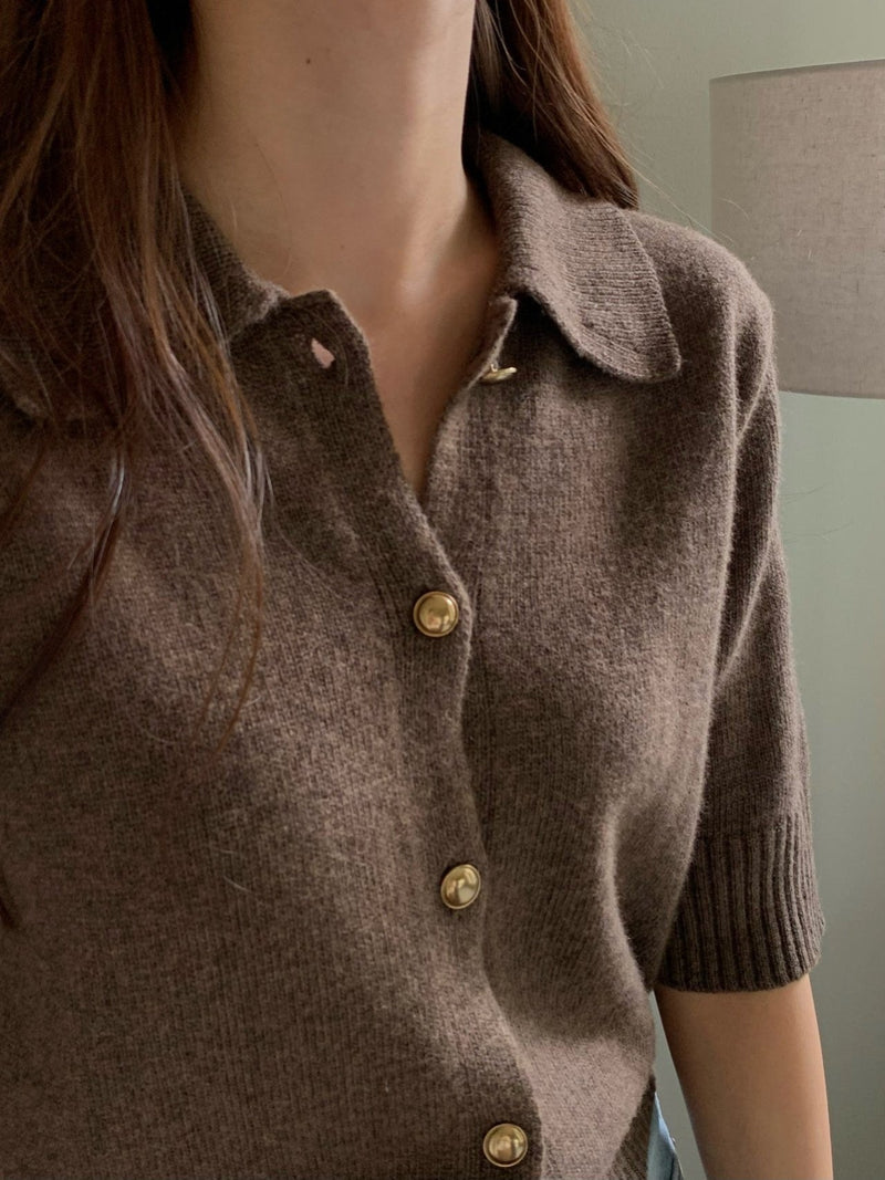 GOLD BUTTON COLLARED CARDIGAN