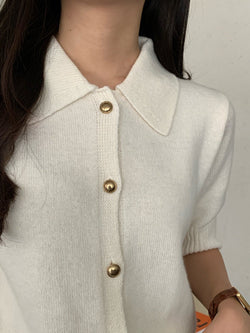 GOLD BUTTON COLLARED CARDIGAN