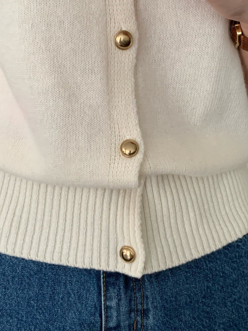 GOLD BUTTON COLLARED CARDIGAN