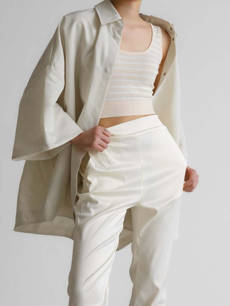 HALF SLEEVE BUTTON DOWN SHIRT CAPE JACKET