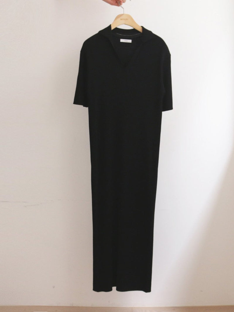 HALF SLEEVE COLLARED RIBBED DRESS
