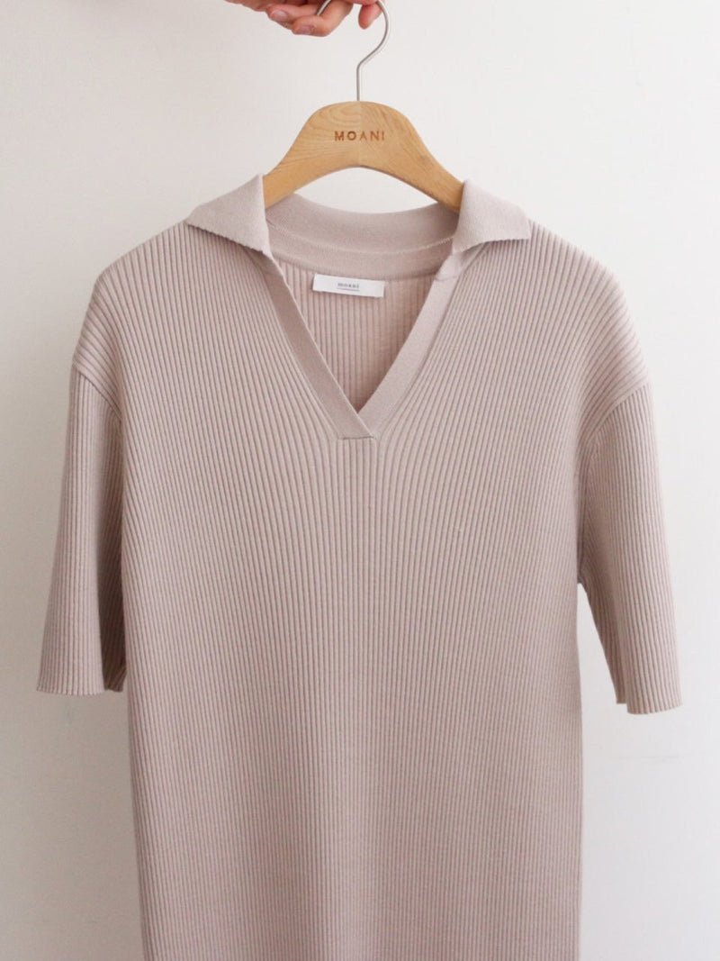 HALF SLEEVE COLLARED RIBBED DRESS