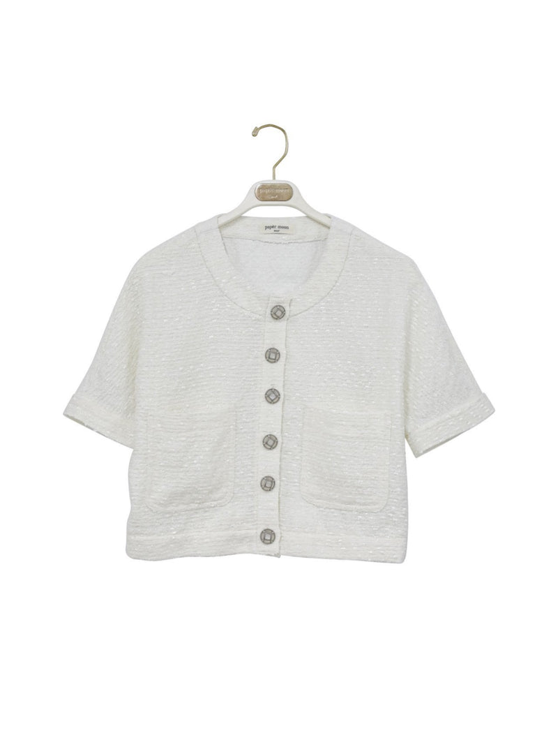 HALF SLEEVE TWEED BUTTON JACKET