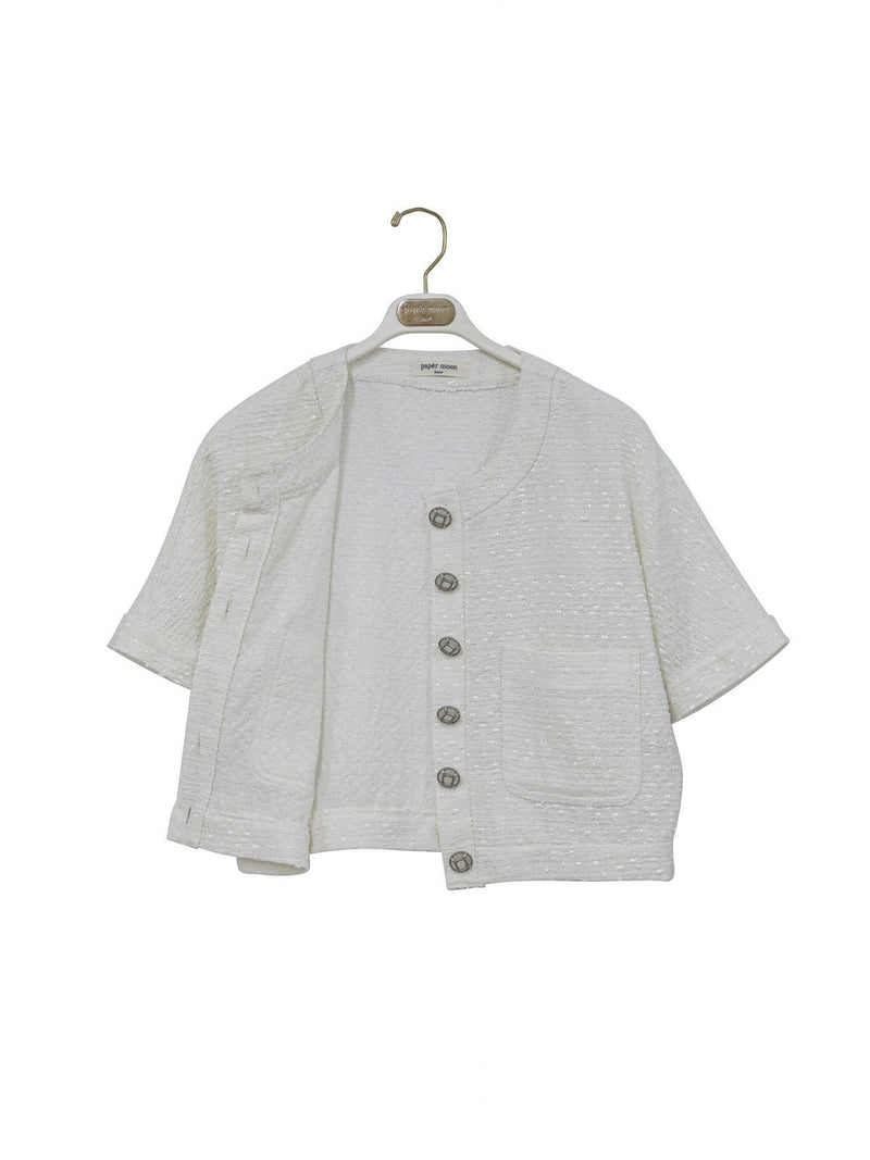 HALF SLEEVE TWEED BUTTON JACKET