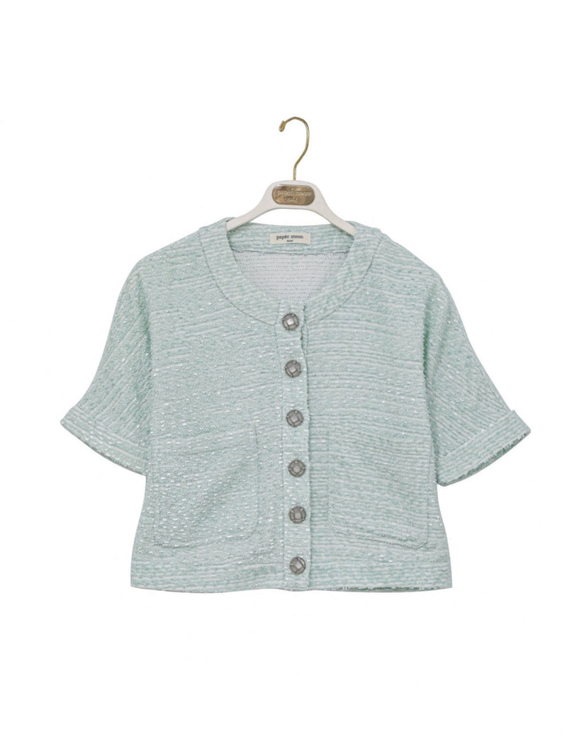 HALF SLEEVE TWEED BUTTON JACKET
