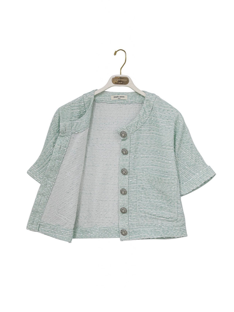 HALF SLEEVE TWEED BUTTON JACKET