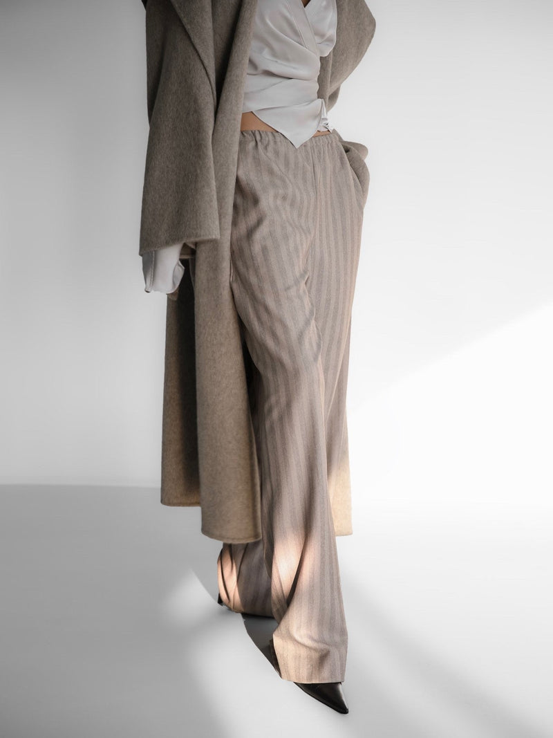 HERRINGBONE STRIPED WIDE TROUSERS
