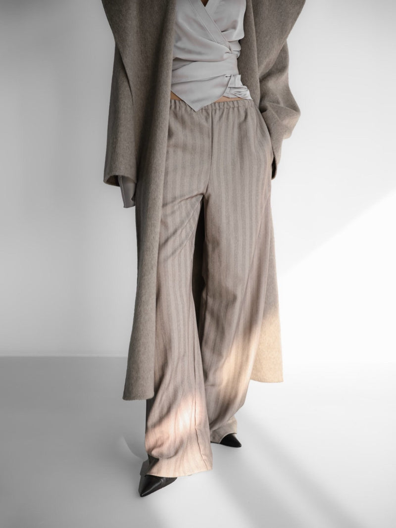 HERRINGBONE STRIPED WIDE TROUSERS