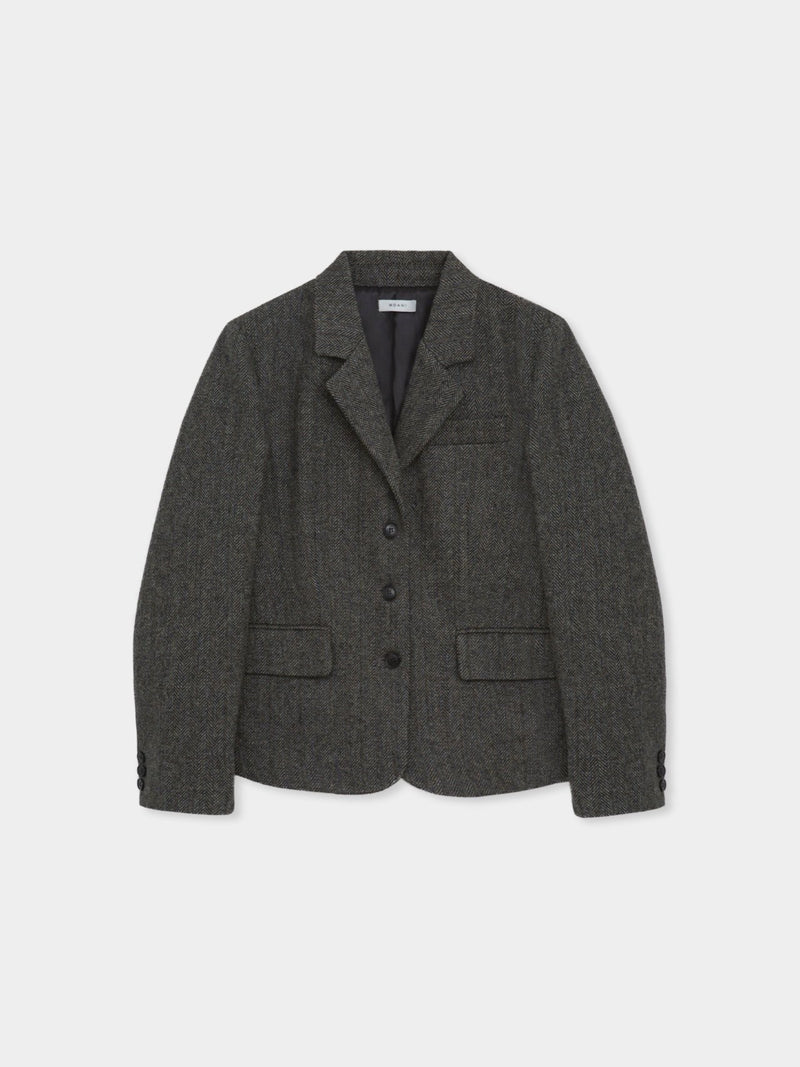 HERRINGBONE THREE BUTTON WOOL JACKET