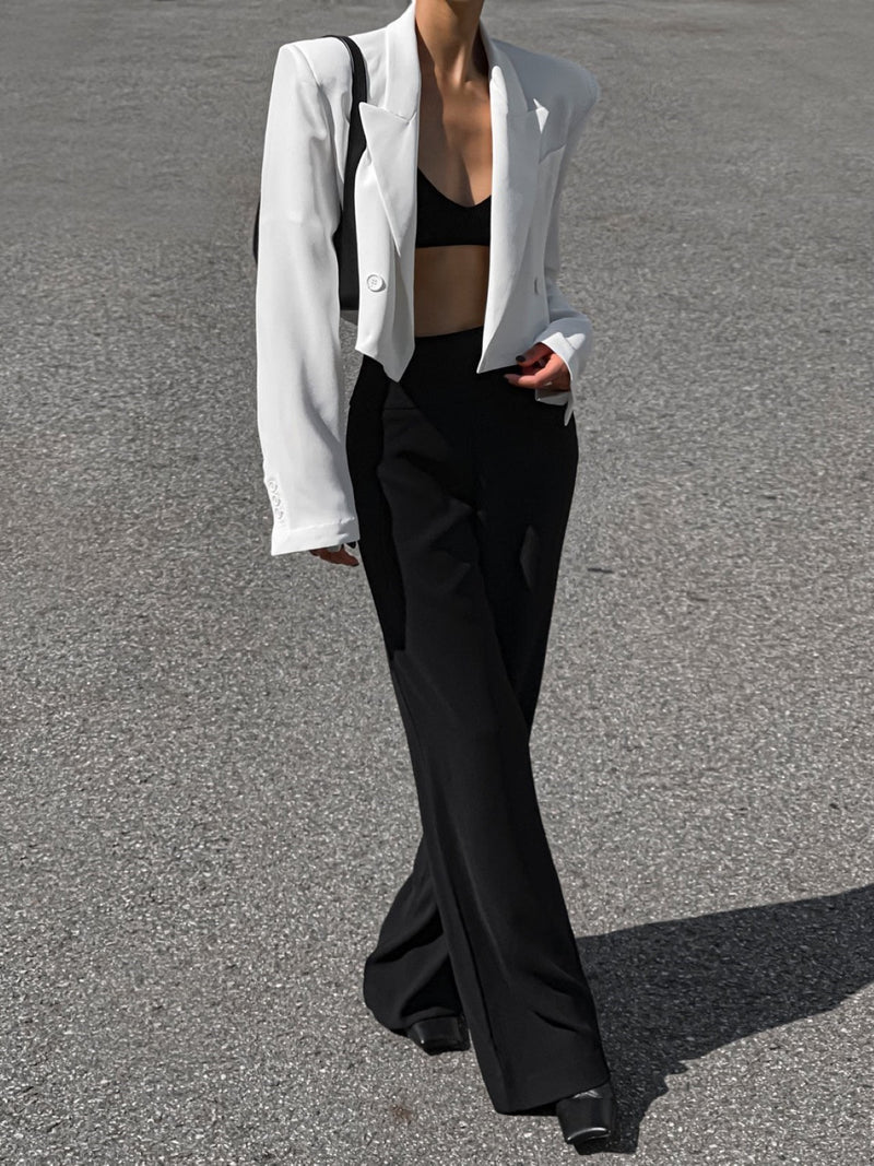 HIGH-RISE WIDE LEG CREPE TROUSERS