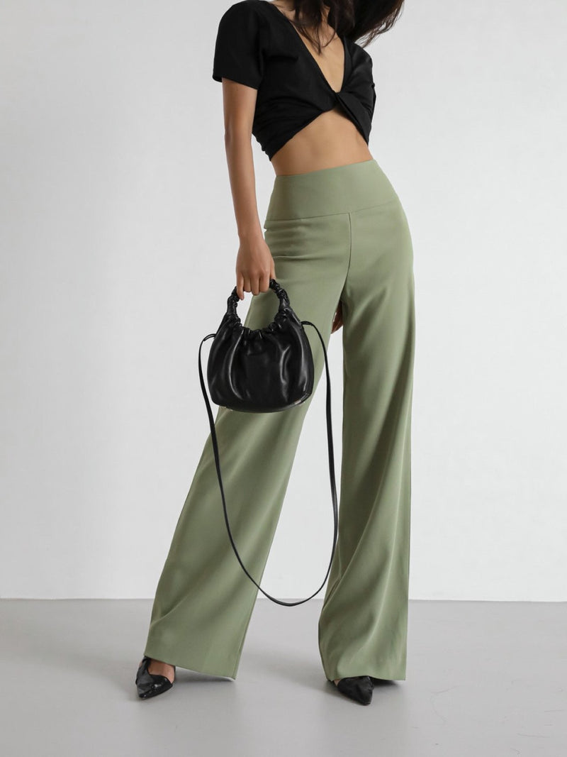 HIGH-RISE WIDE LEG CREPE TROUSERS