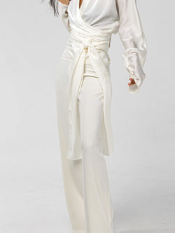 HIGH-RISE WIDE LEG CREPE TROUSERS