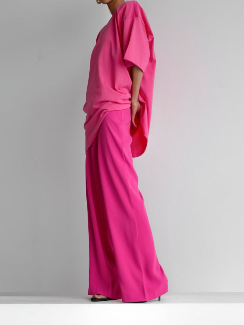 HIGH-RISE WIDE LEG CREPE TROUSERS