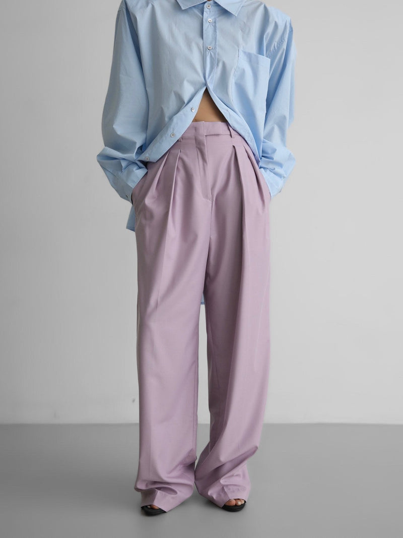 HIGH WAIST DOUBLE PIN TUCK TROUSERS