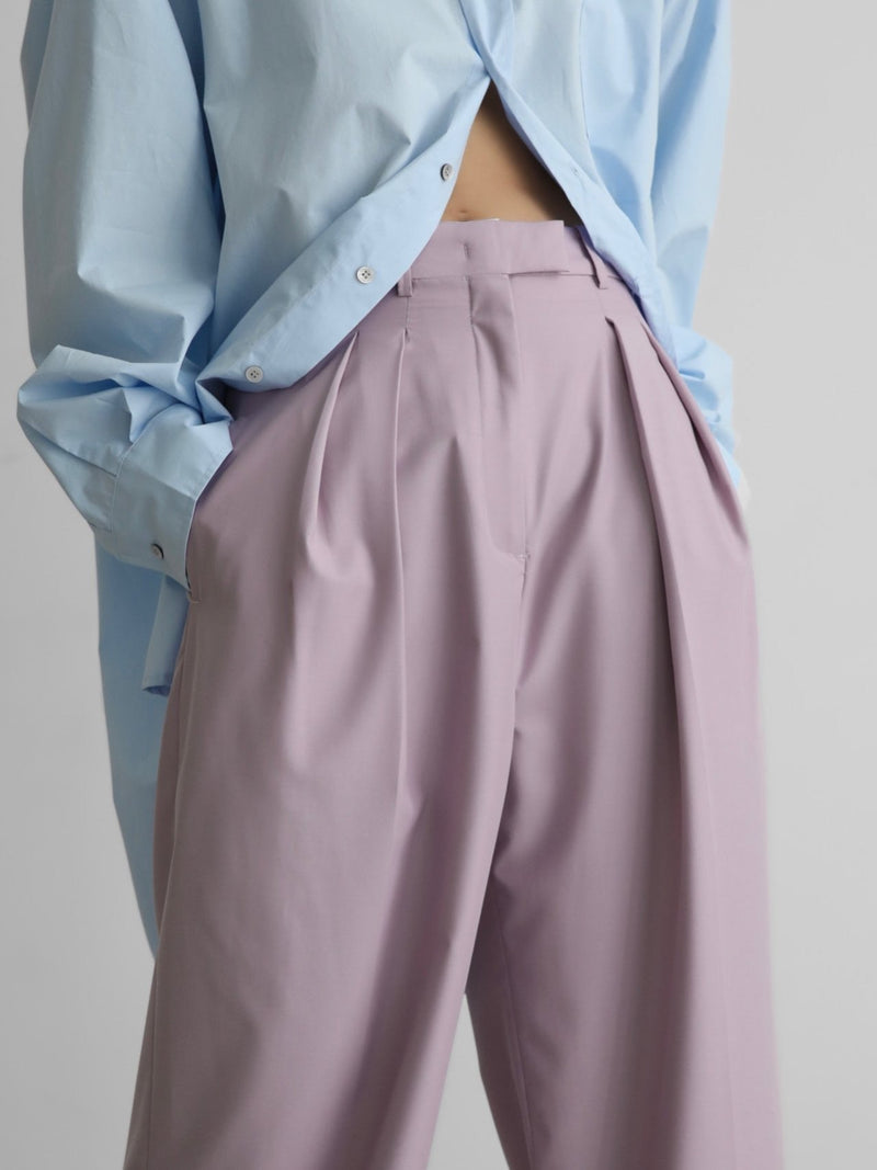 HIGH WAIST DOUBLE PIN TUCK TROUSERS