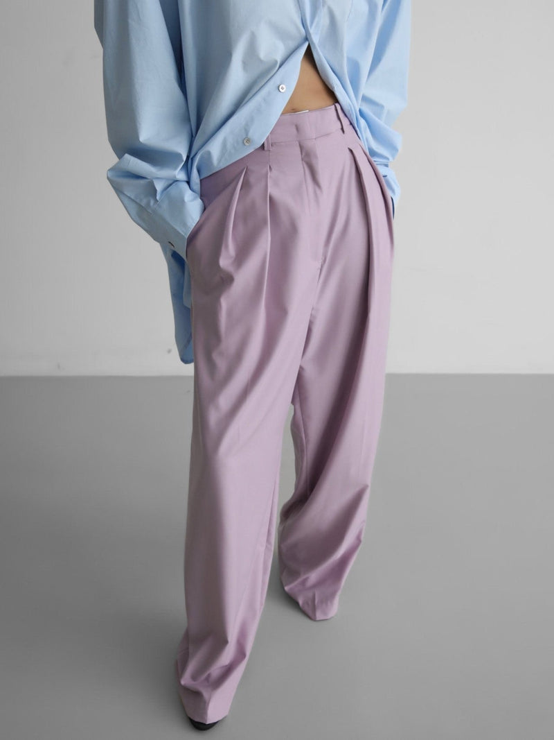 HIGH WAIST DOUBLE PIN TUCK TROUSERS