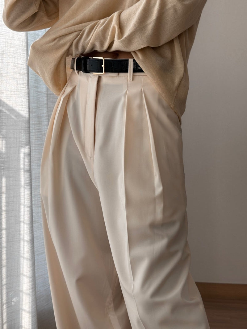 HIGH WAIST DOUBLE PIN TUCK TROUSERS