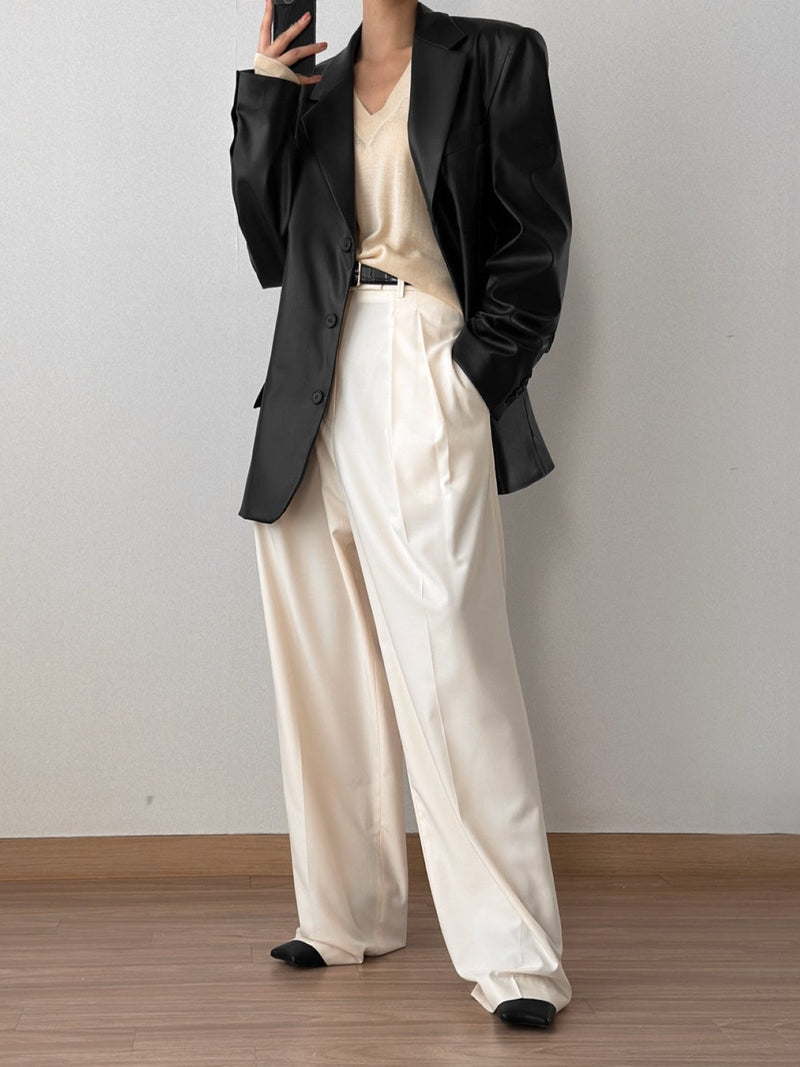 HIGH WAIST DOUBLE PIN TUCK TROUSERS