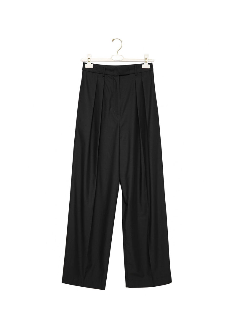 HIGH WAIST DOUBLE PIN TUCK TROUSERS