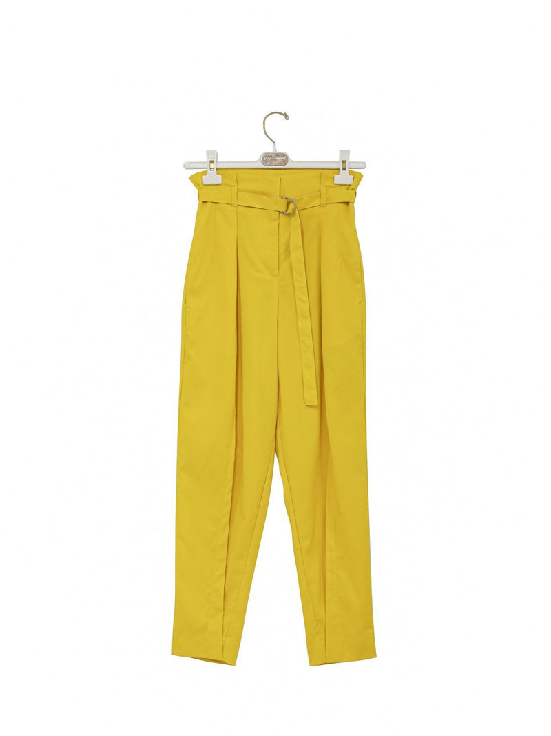 HIGH WAISTED BELTED LINEN SLACKS