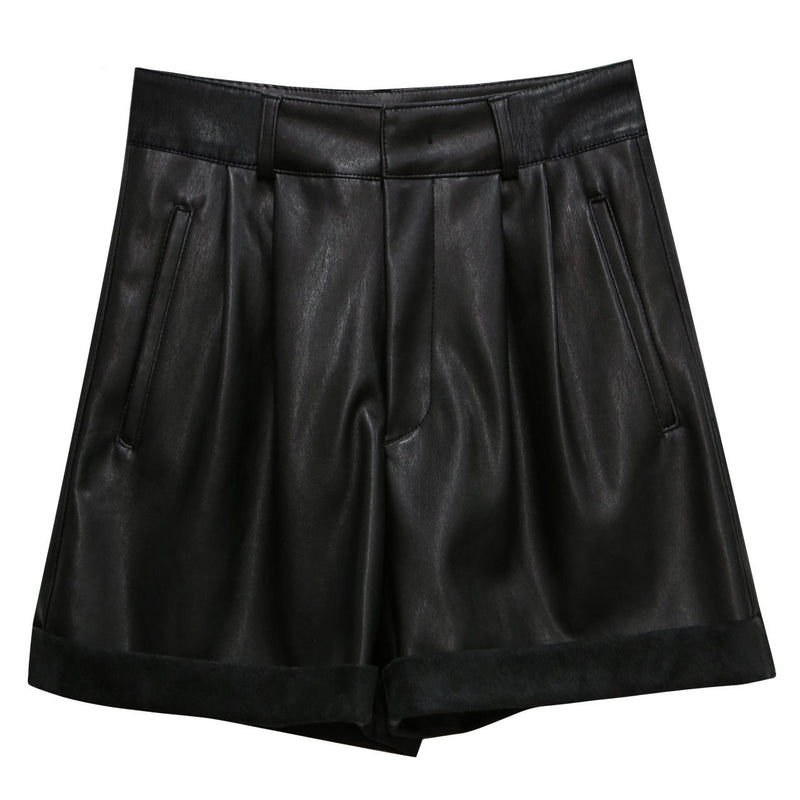 HIGH WAISTED COTTON SHORTS WITH ROLL HEM
