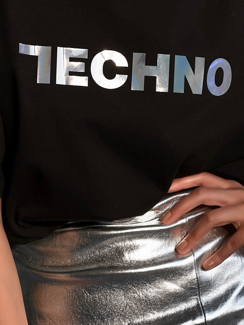 HOLOGRAM COTTON PRINTED TECHNO T-SHIRT