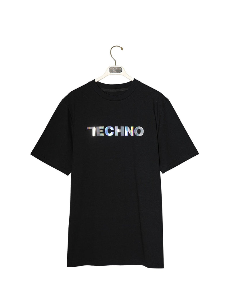 HOLOGRAM COTTON PRINTED TECHNO T-SHIRT