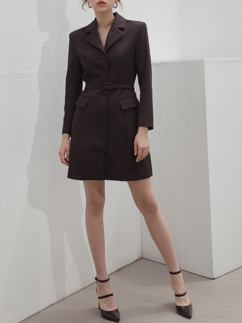 COLLARED BUTTON THROUGH DRESS