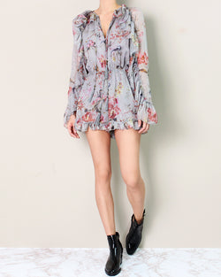 RUFFLED FLORAL GEORGETTE ROMPER