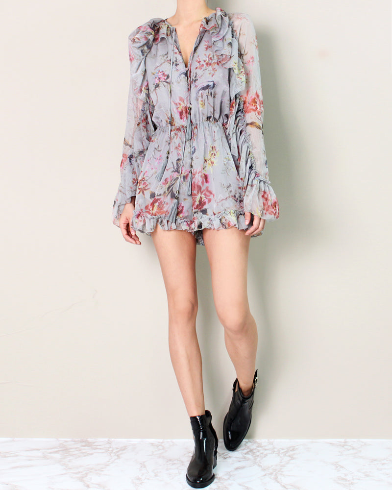 RUFFLED FLORAL GEORGETTE ROMPER