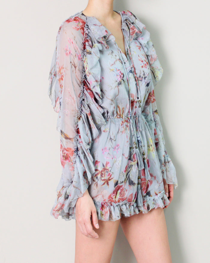 RUFFLED FLORAL GEORGETTE ROMPER
