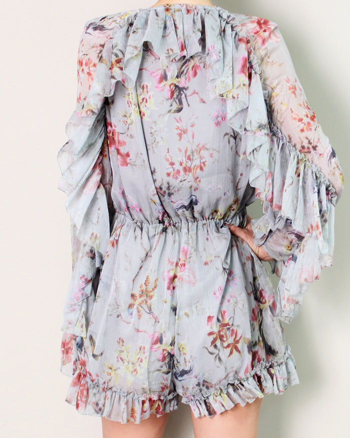 RUFFLED FLORAL GEORGETTE ROMPER