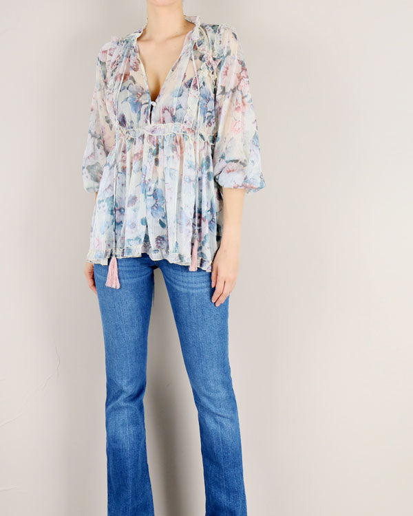 TASSEL CHIFFON BLOUSE