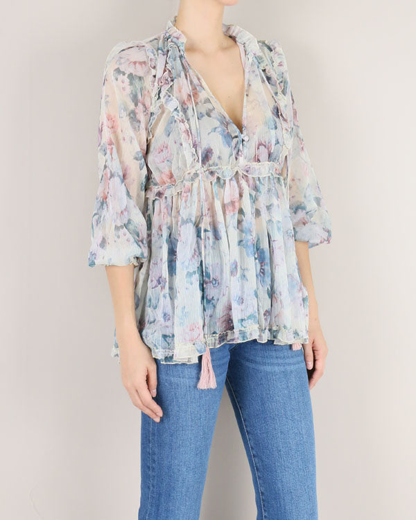 TASSEL CHIFFON BLOUSE