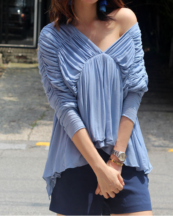 SHIRRED JERSEY TOP