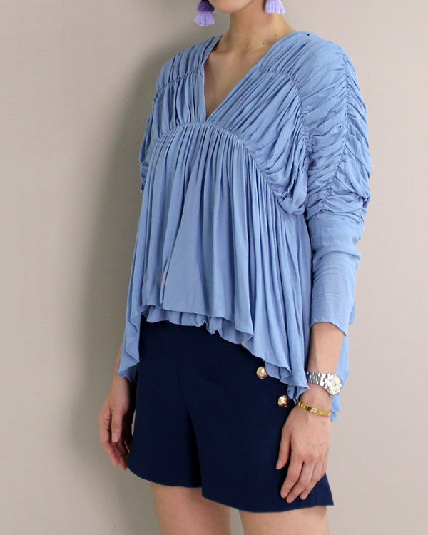 SHIRRED JERSEY TOP