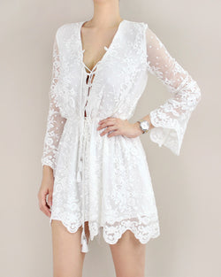 EMBROIDERED SILK ROMPER