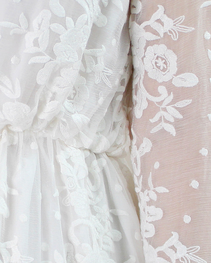 EMBROIDERED SILK ROMPER