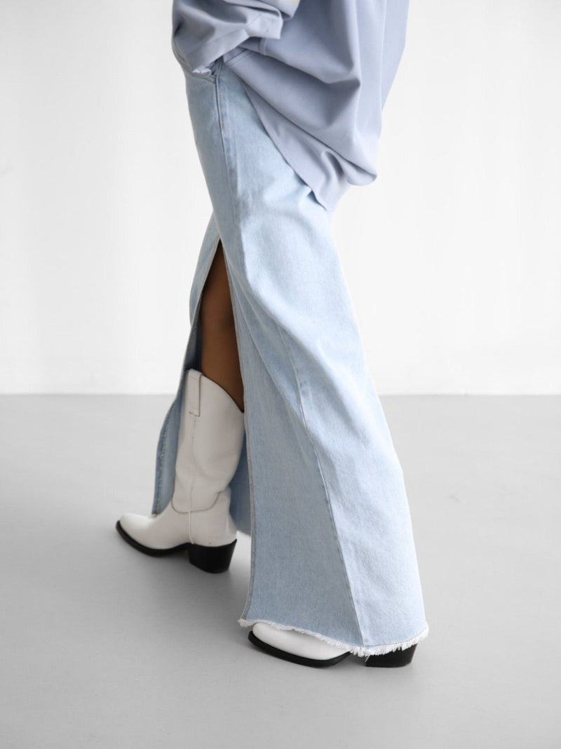 ICE BLUE MAXI DENIM SKIRT