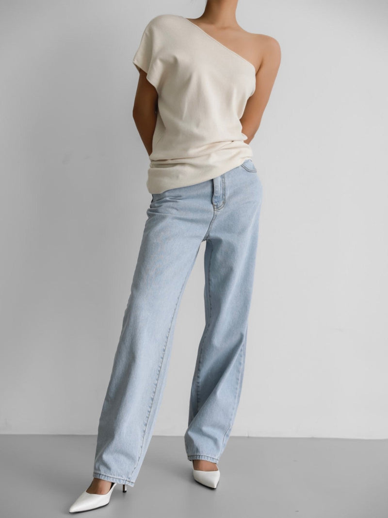 ICE BLUE STRAIGHT DENIM JEANS