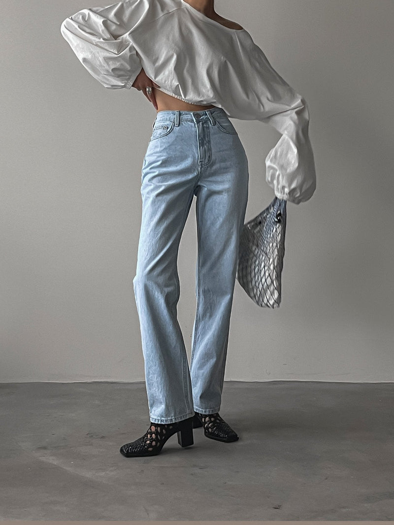 ICE BLUE STRAIGHT DENIM JEANS