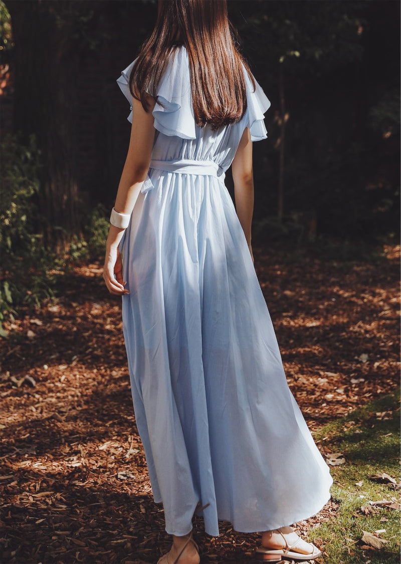 RUFFLE SLEEVE MAXI DRESS