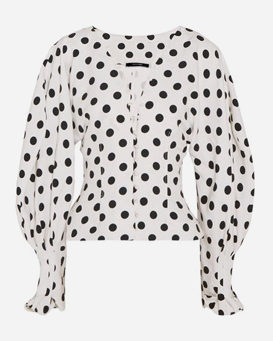 BUTTONED BALLOON SLEEVE BLOUSE