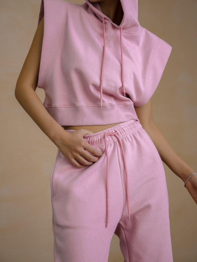 KITSCH SLEEVELESS CROPPED HOODIE